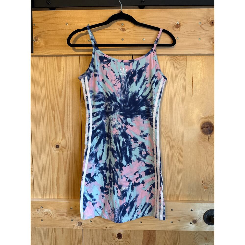 adidas Tie-Dye Mini Dress in Pink and Navy